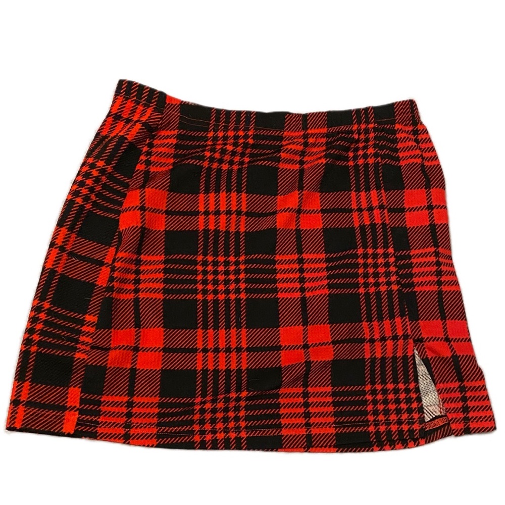 plaid slit skirt